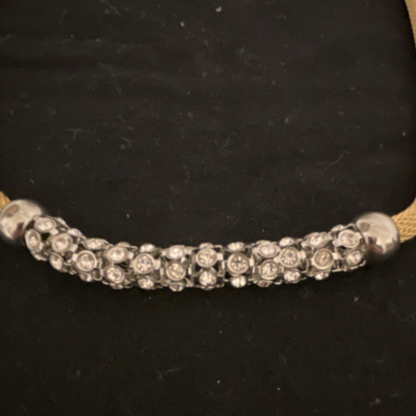 Gold-Tone Mesh Bracelet Magnetic Clasp with Silver-Tone & Rhinestones