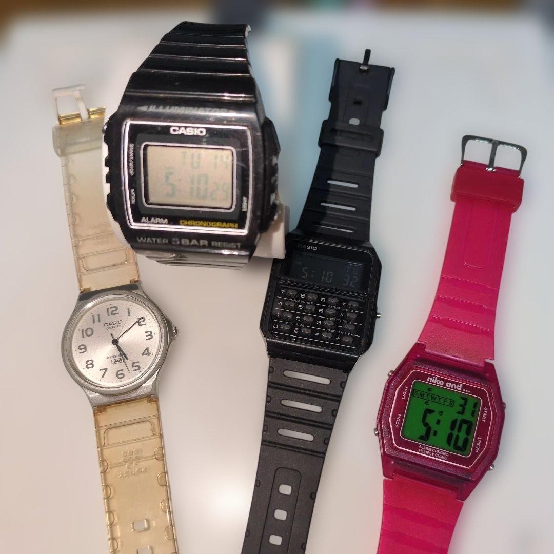 CASIO and other brands digital watches, set of 4. 〔NEW〕