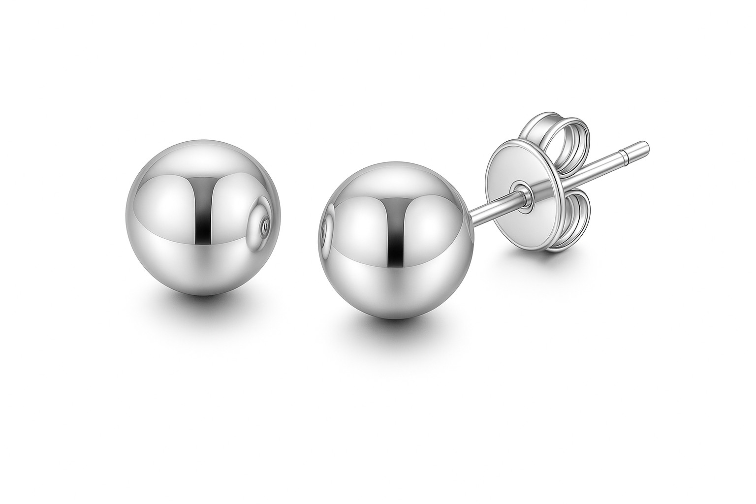 925 Sterling Silver Ball Stud Earrings Pair 3mm 4mm 5mm 6mm 7mm 8mm