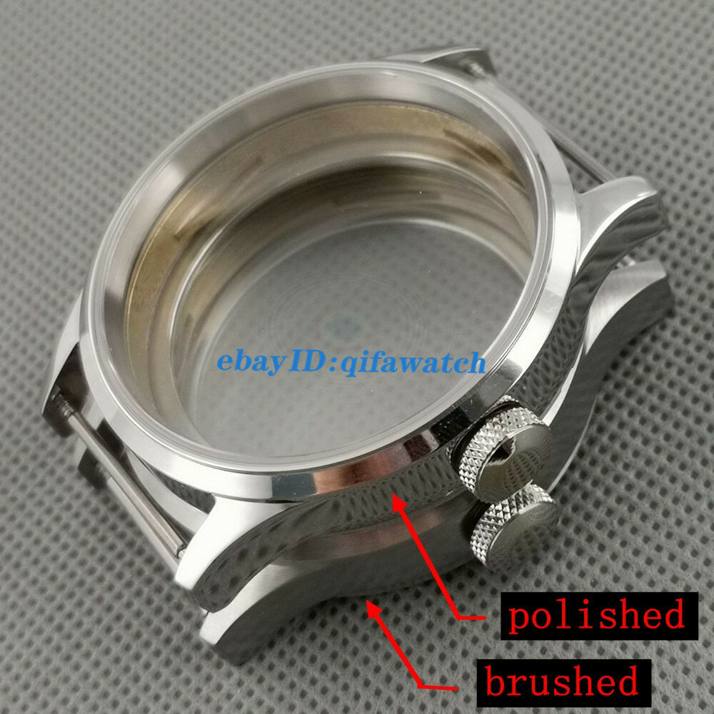 43mm Polished Brushed Sapphire glass Watch Case Fit ETA 6497/6498 seagull st36
