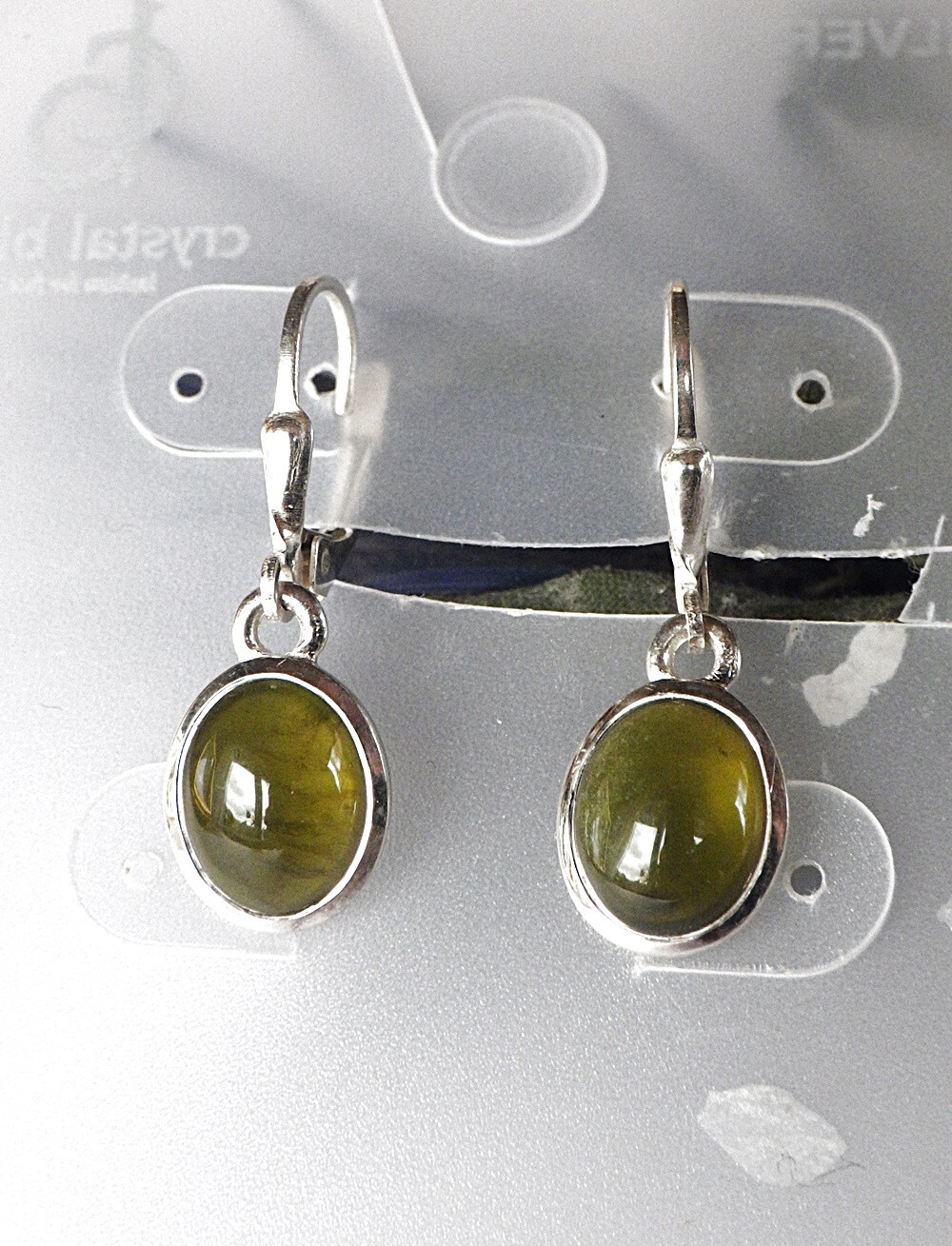 SCHMUCK-STCK OHRHÄNGER Vesuvianit Silber Ohrringe Hänger Cabochon Idokras
