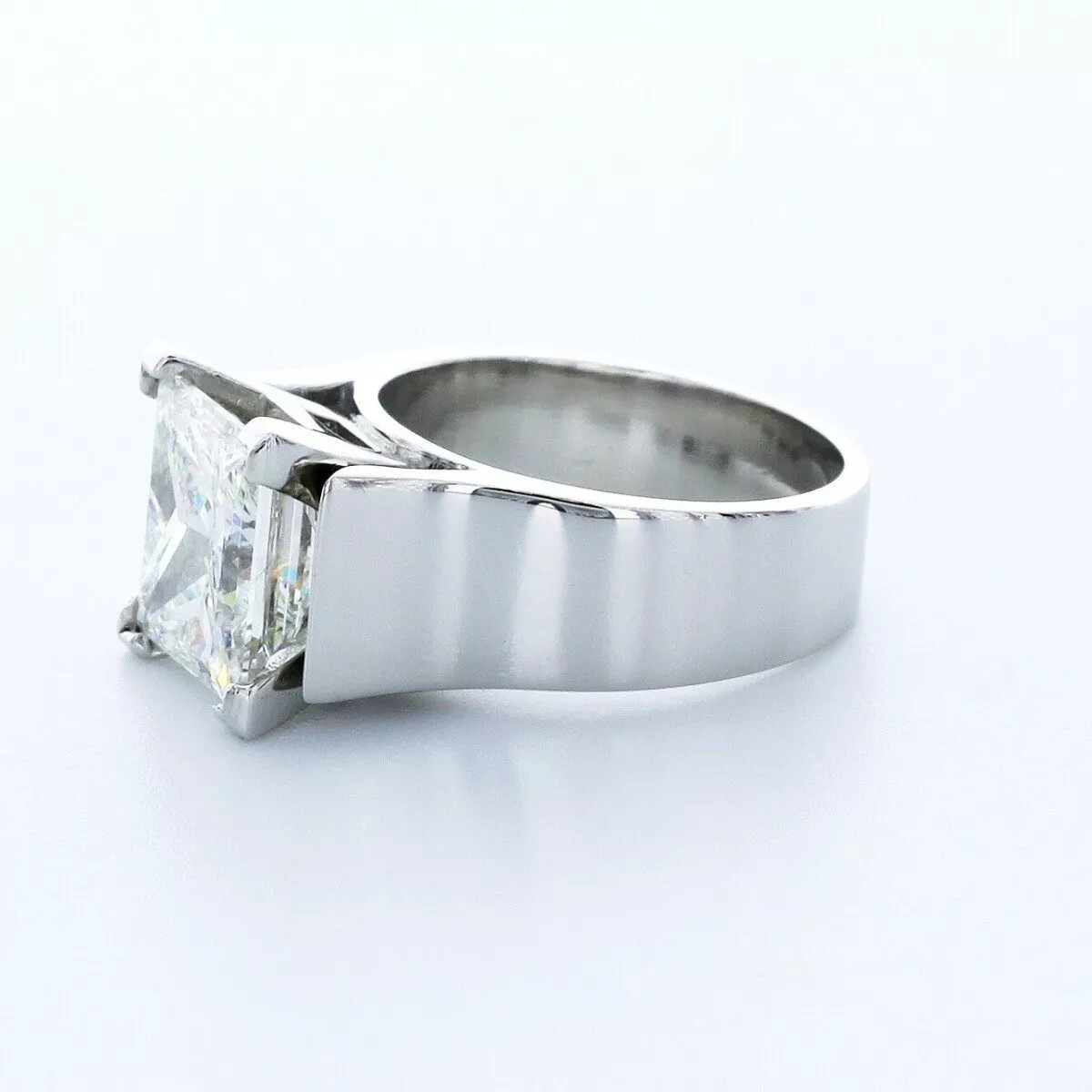 Solitaire Engagement Ring Platinum 4.03 Carat Princess Lab-Grown Diamond G SI1