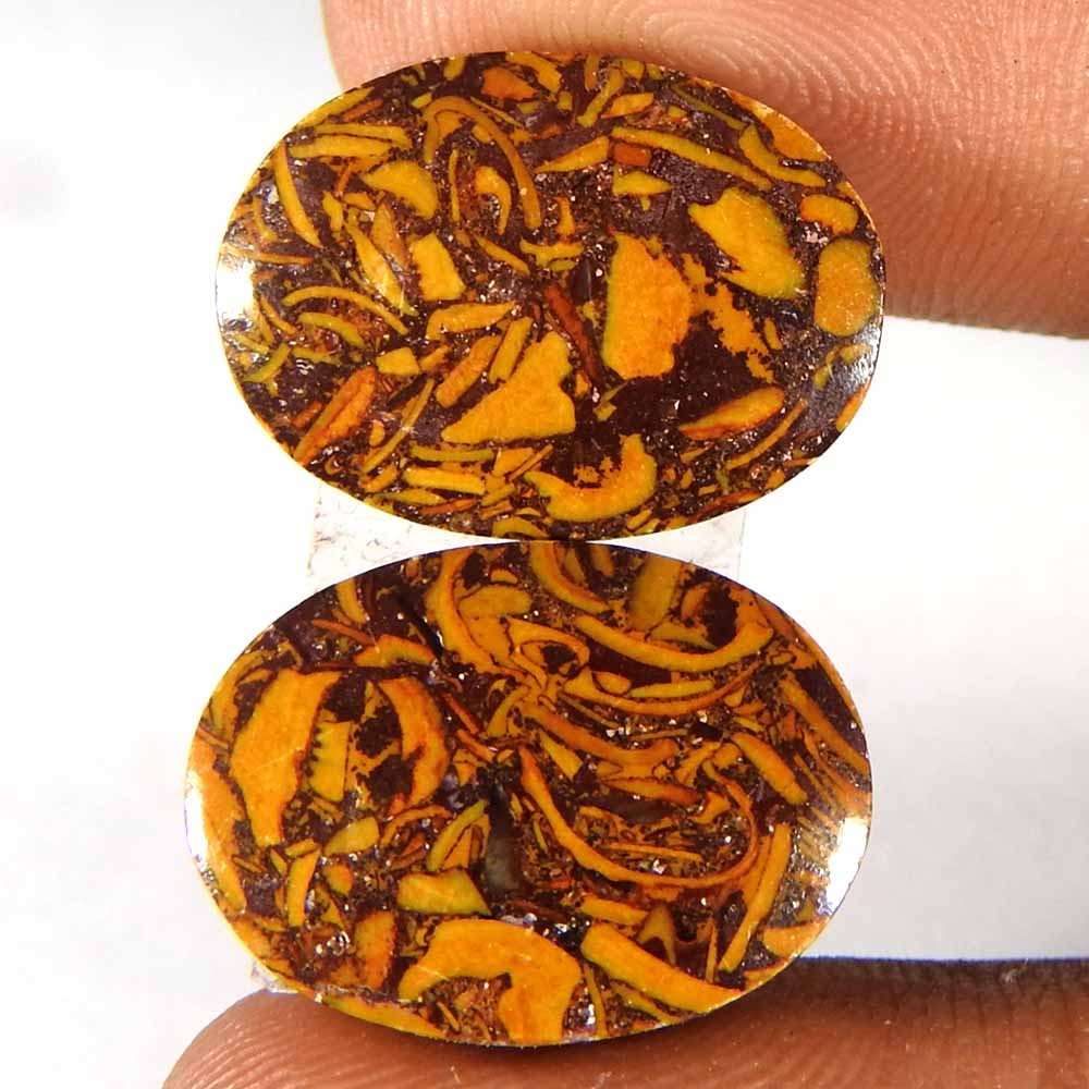 18.95Cts100%Natural Best Grade Mariam Jasper Oval Pair Cabochon Gemstone