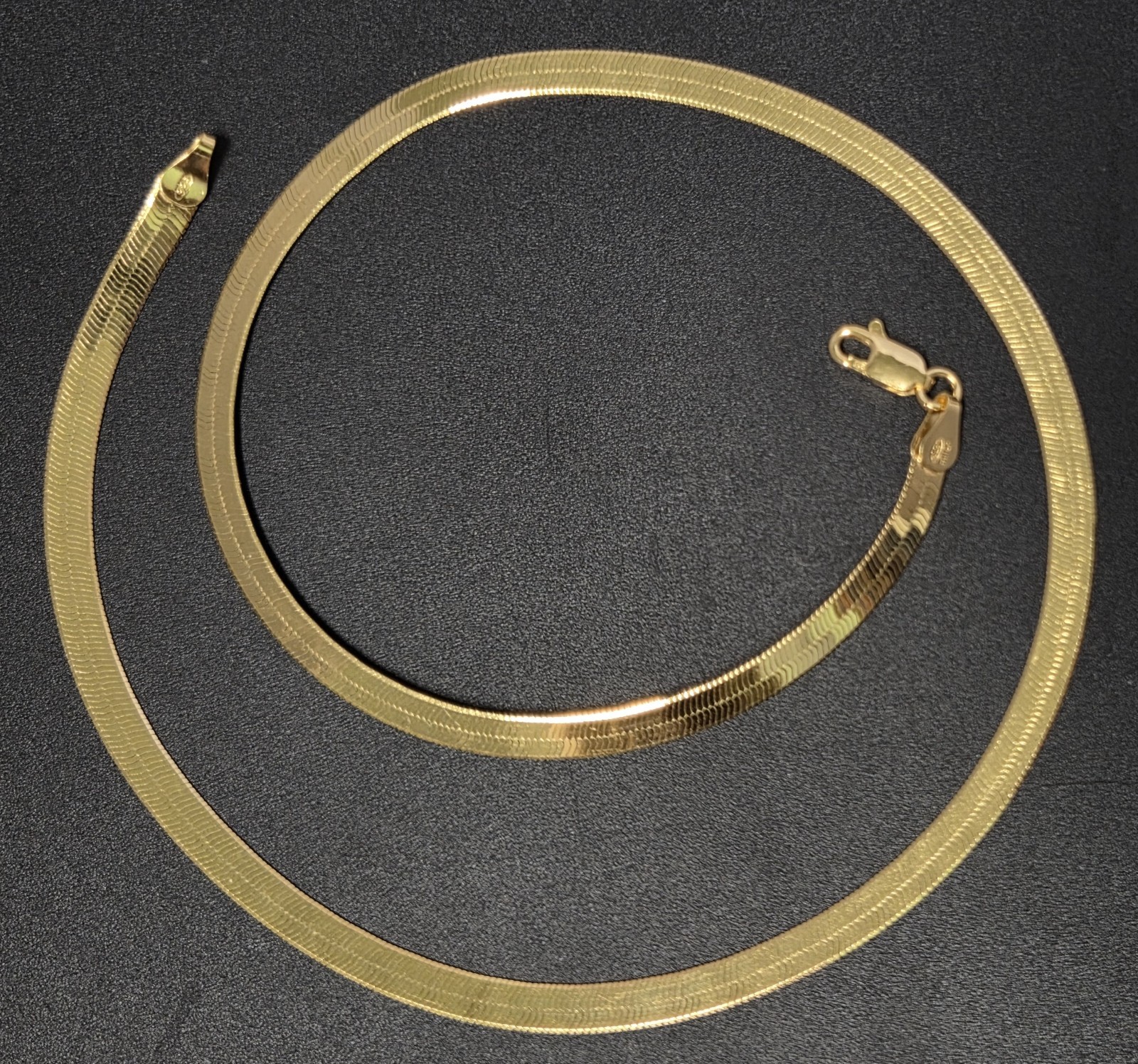 MILOR 5mm Gold over Sterling Silver Flat Herringbone Necklace 18″ Long 925 ITALY