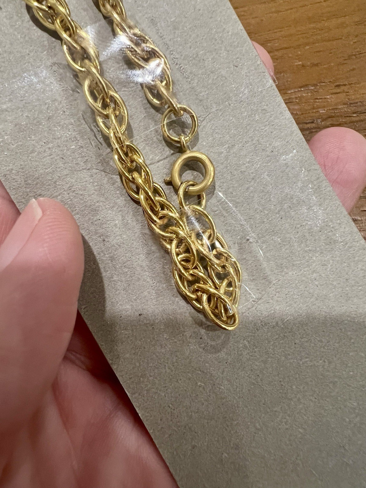 Vintage 22ct Gold Lined Rope Chain Necklace 17” NOS Chunky Link Statement