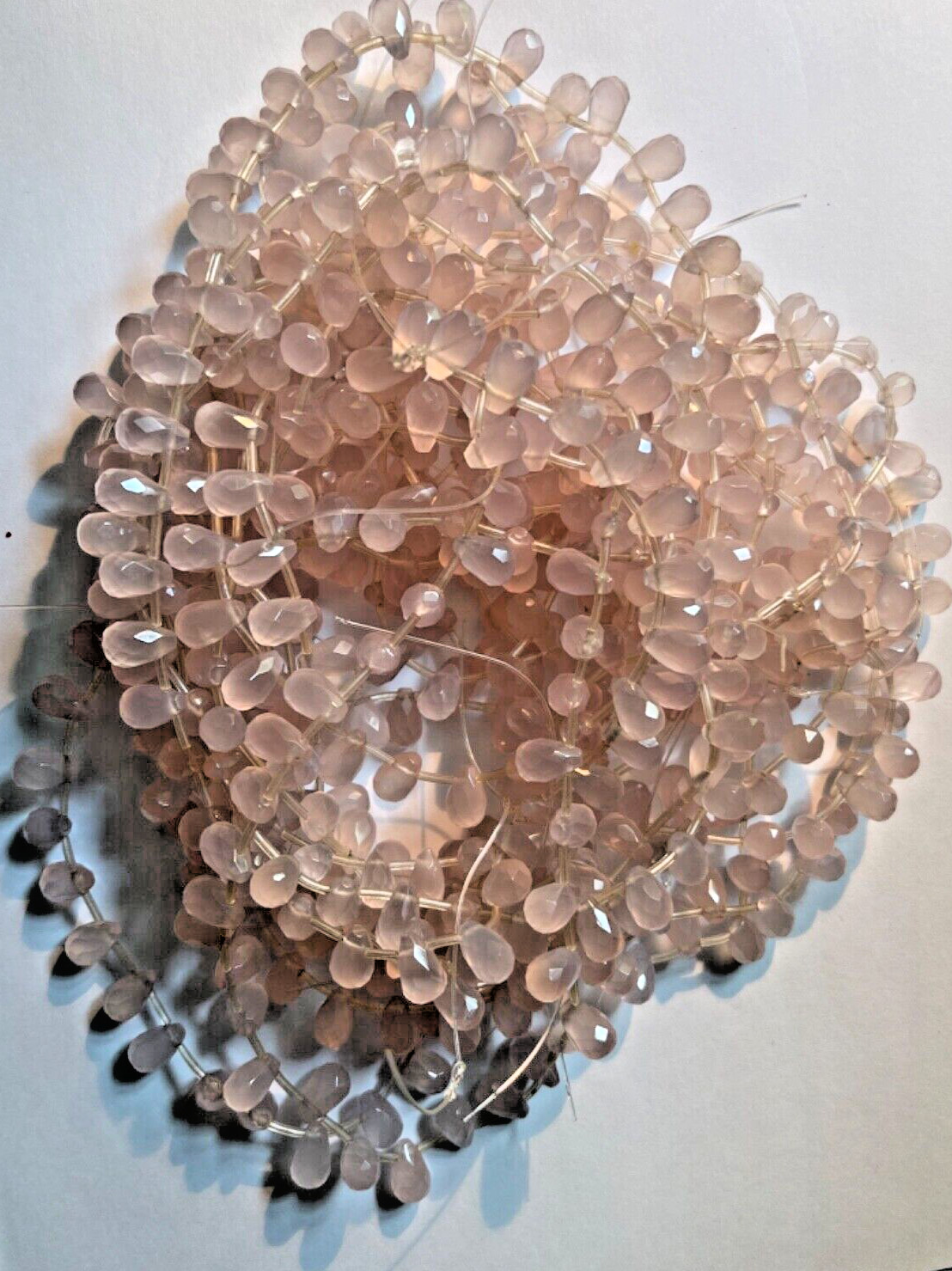 GENUINE PINK CHALCEDONY FACETED TEAR DROPS 11X7 MM 38 PCS BELOW WHOLESALE!