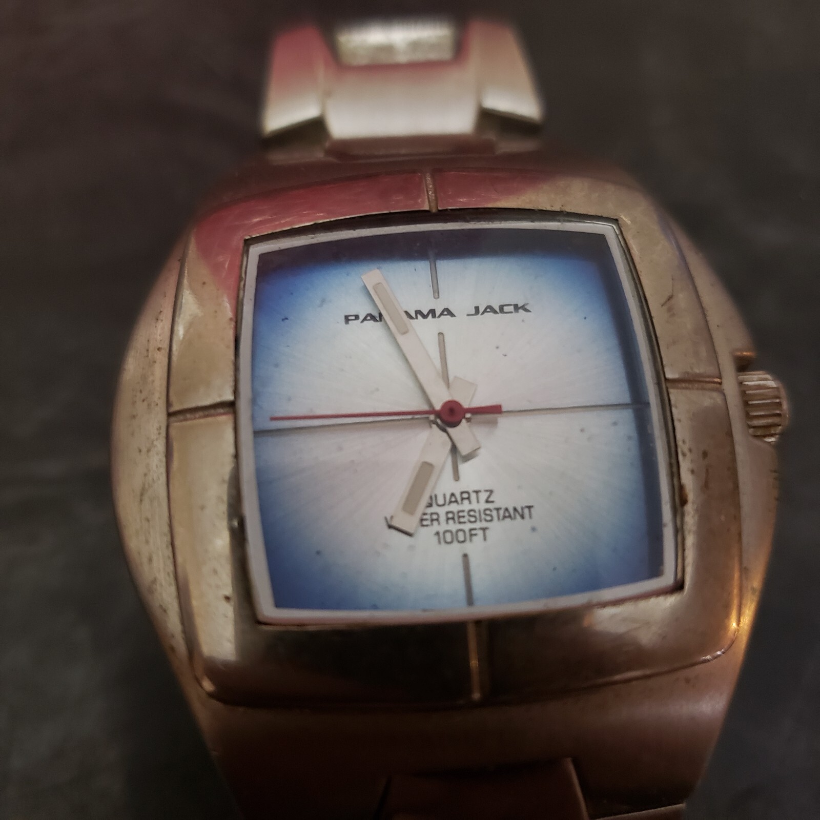 Vintage Panama Jack Tide Runner Wrist Watch Quartz Silver Tone *Battery READ*