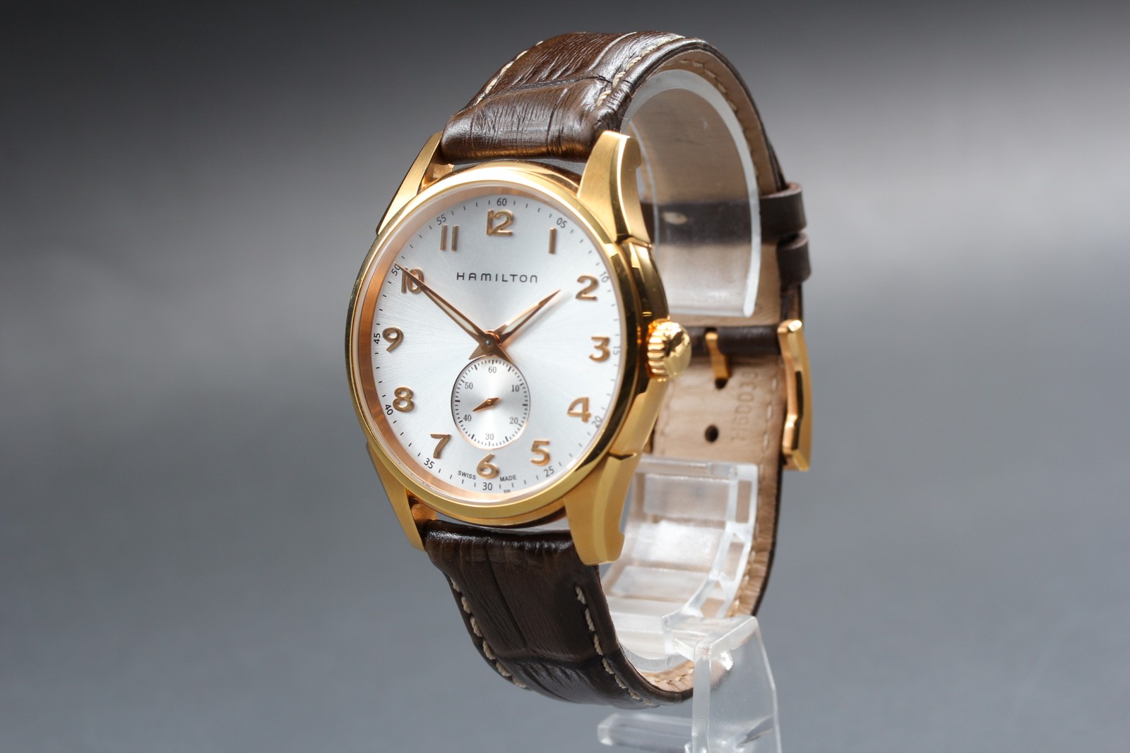 Near MINT Hamilton Jazzmaster H384410 Gold Small Seconds Quartz Mens Watch JAPAN