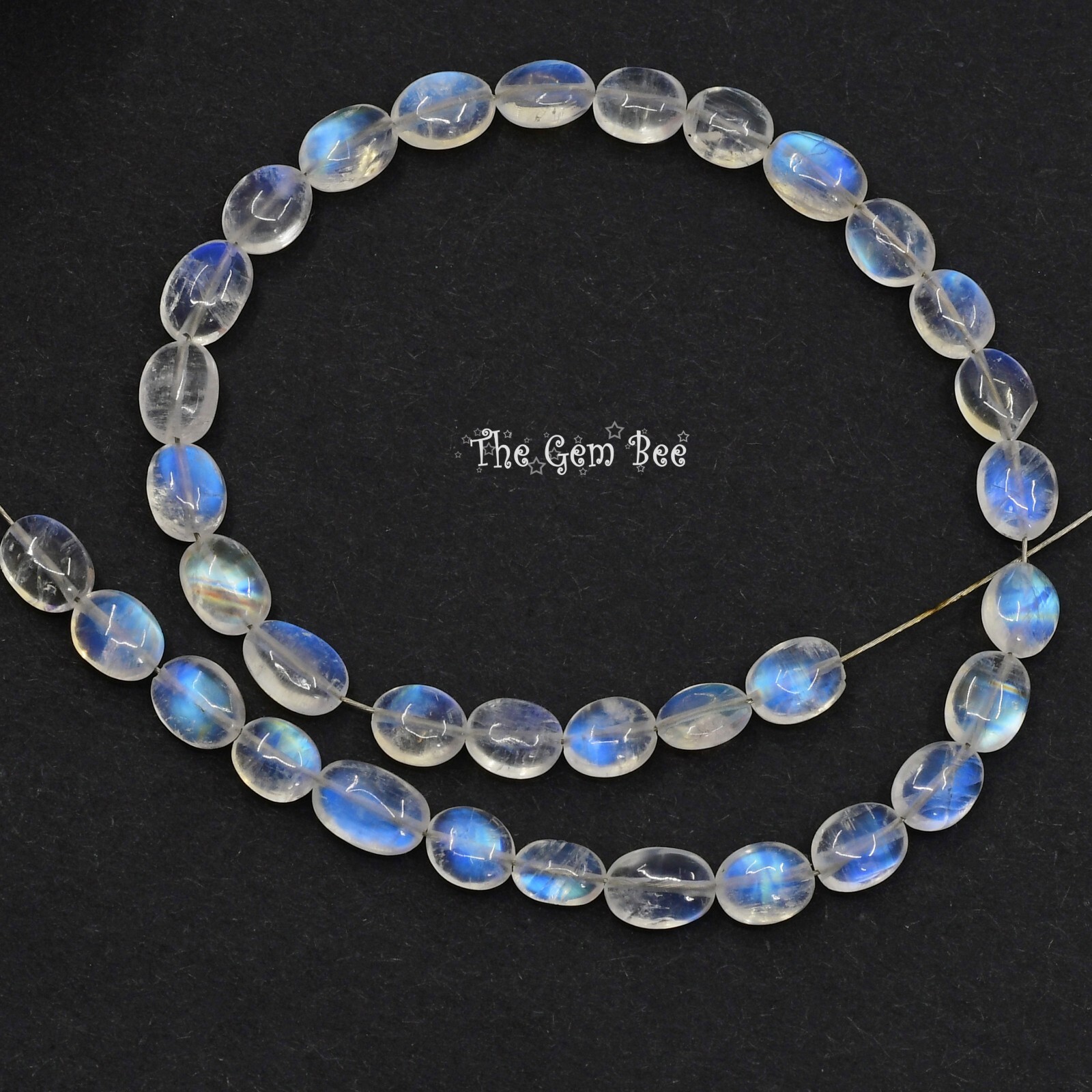 20CT Fine Rainbow Moonstone Smooth Oval Nugget Beads 8 inch strand