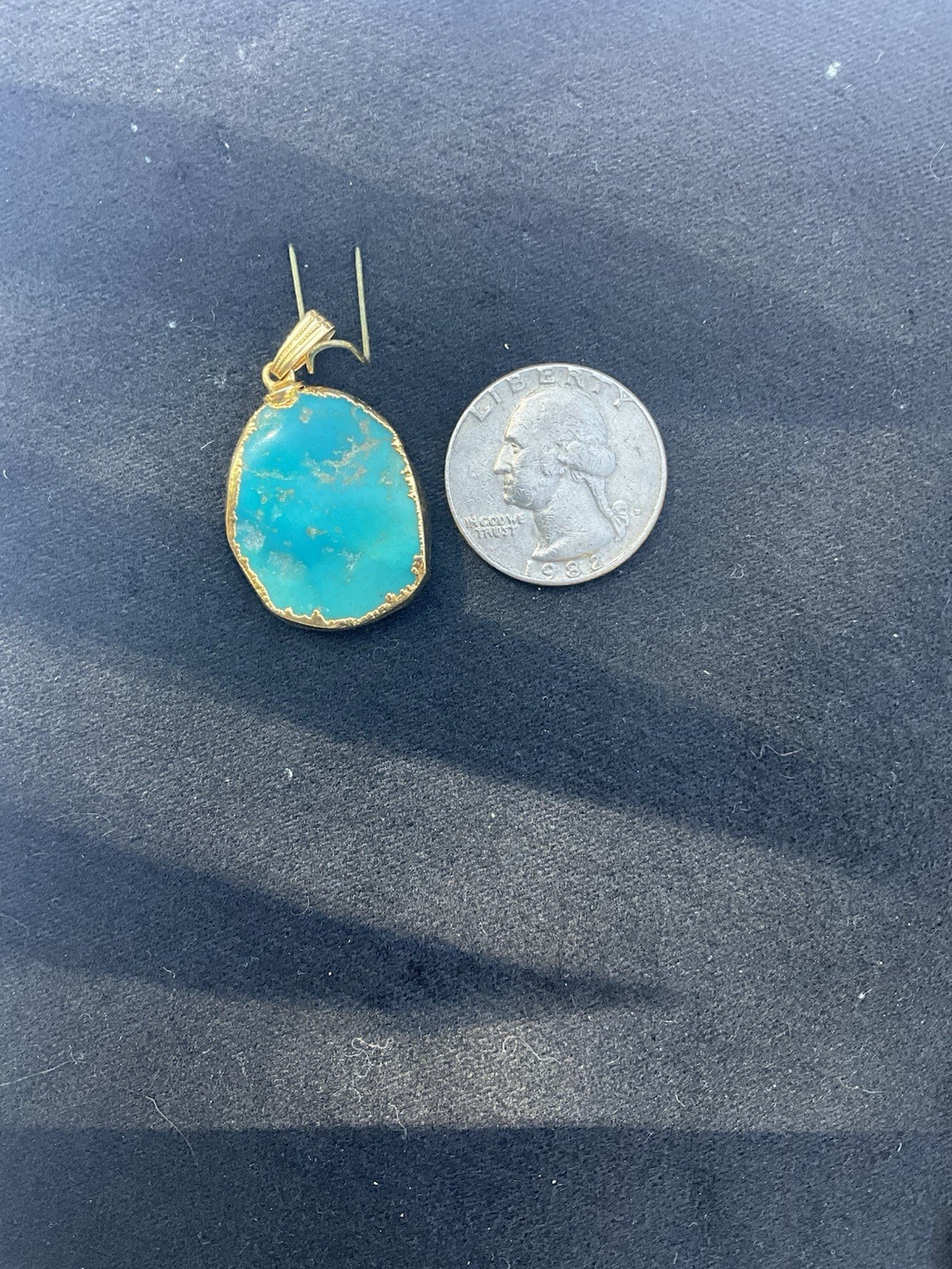 Vintage Turquoise Pendant With Gold Trim