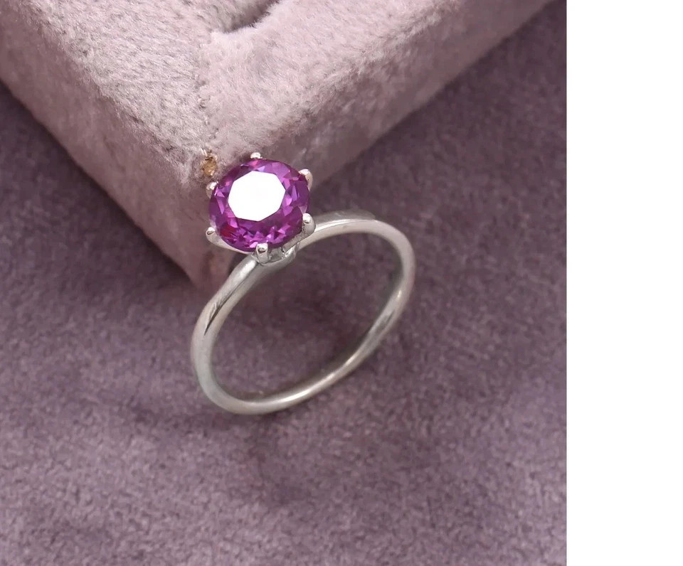 Certified 10 Ct Natural Alexandrite Round Gemstone Ring – Crafted 925 Silver