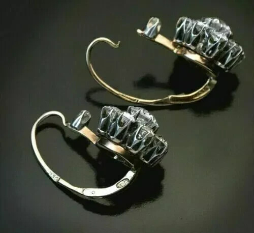 Art Deco Style Lab Created Diamond Wedding 14K Yellow Gold Finish Gift Earrings