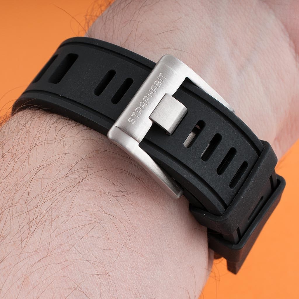 Quick Release Pro Diver Rubber Watch Strap Band FKM 20mm 22mm (Black, 22mm)