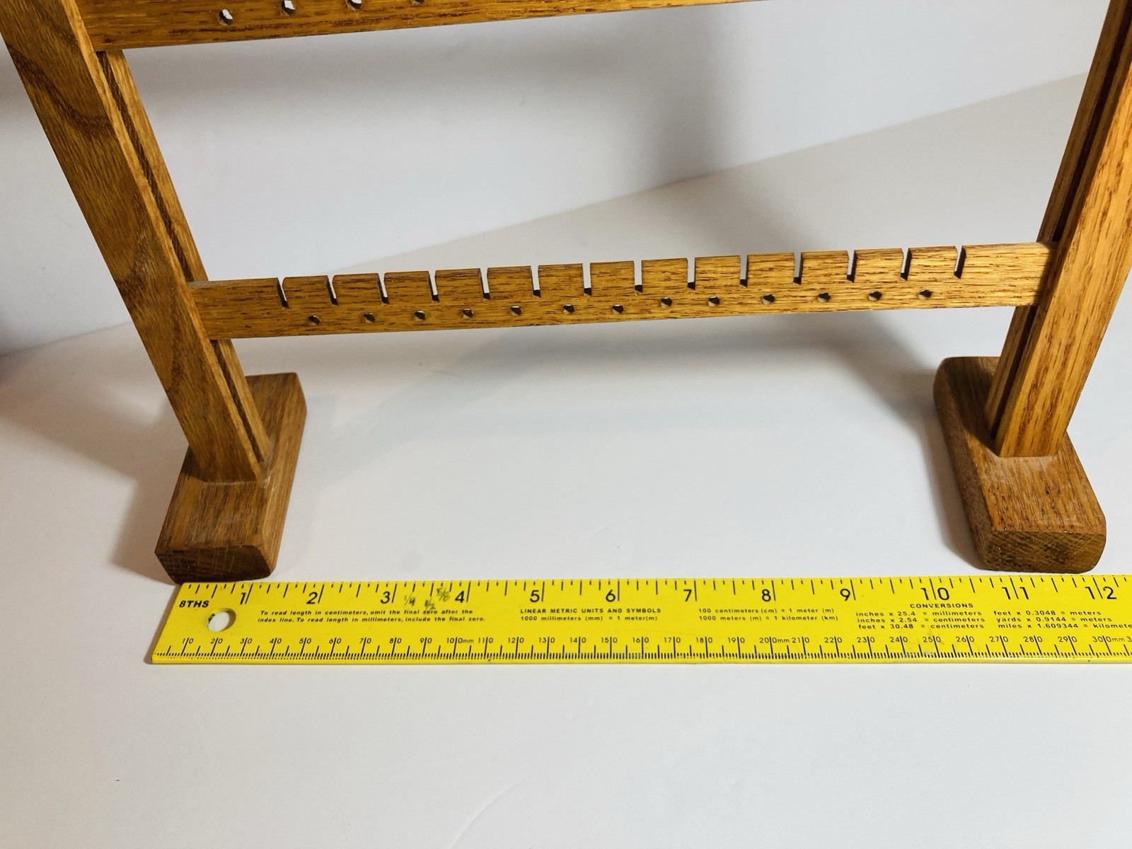2-Tier Solid Oak Wood Earring Holder Display Rack Counter Top Jewelry