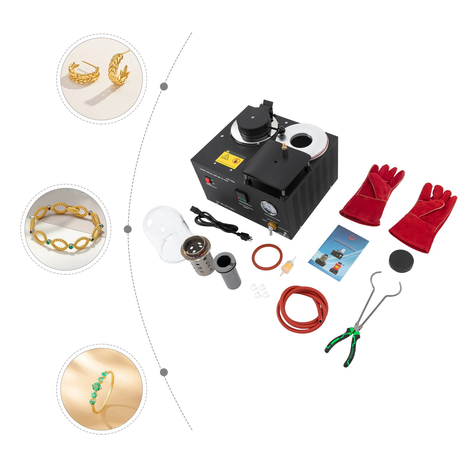 2KG Jewelry Lost Wax Cast Combination Vacuum Casting Melting Machine 1/2 HP 3CFM