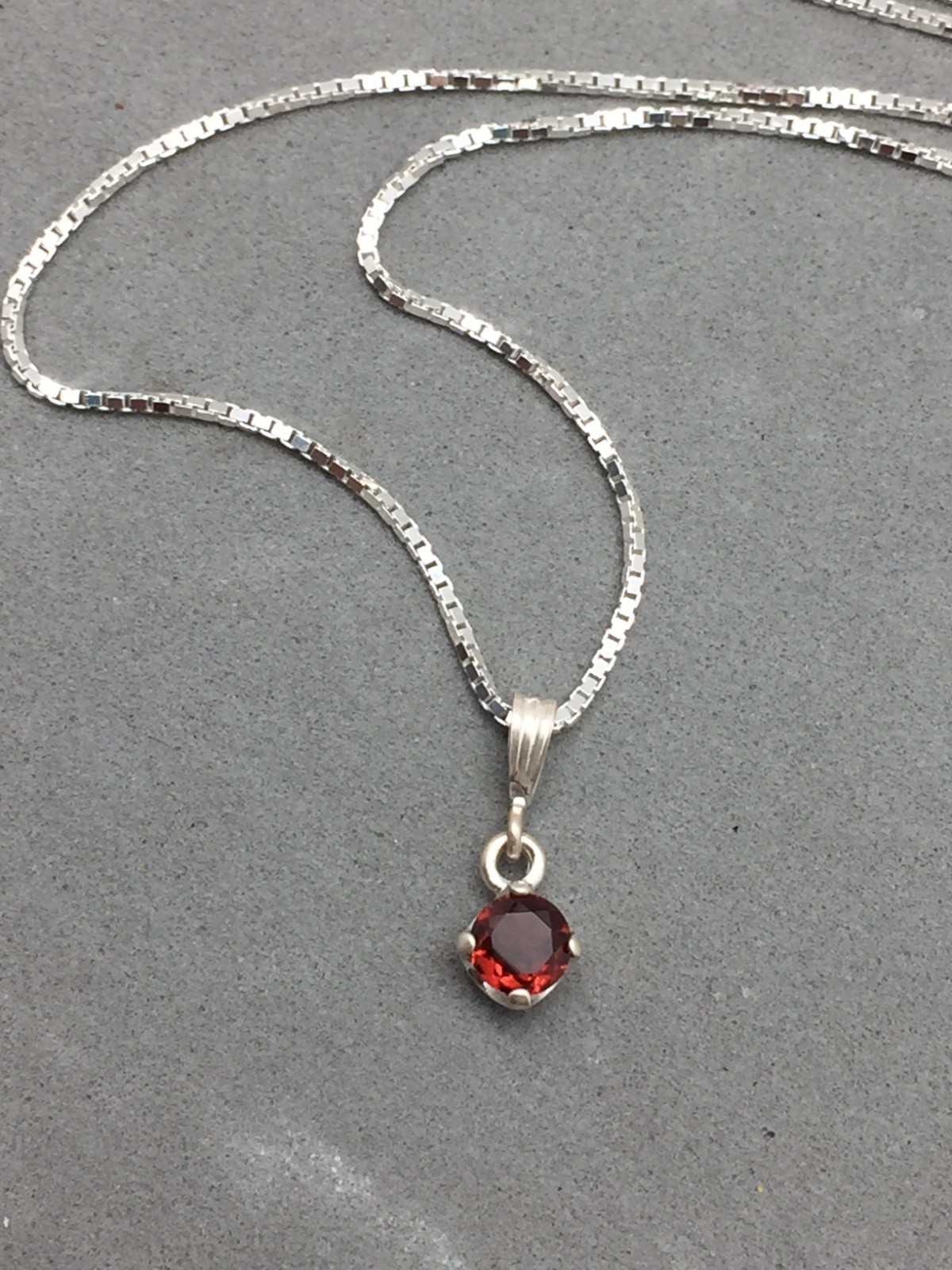 Dainty 5mm Round Spessartine Garnet Pendant Sterling Silver Solitaire Faceted