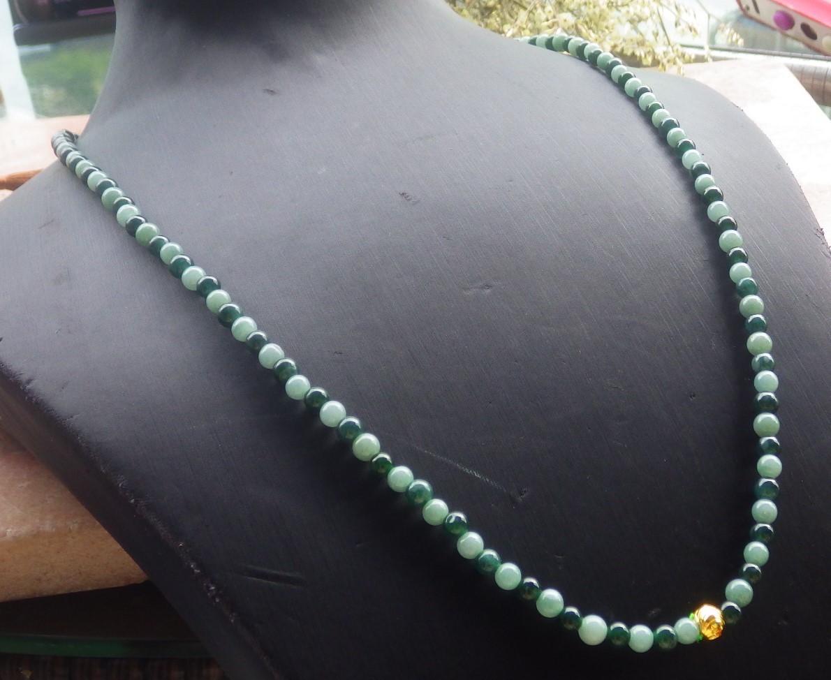 1pcs Green Burma 100% A JADE Jadeite beads bead Necklace 5mm 22 inches 711373