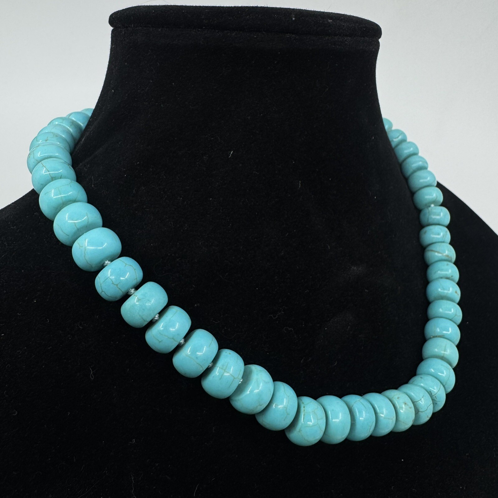 Knotted Turquoise Dyed Howlite Necklace 12.3mm 18”