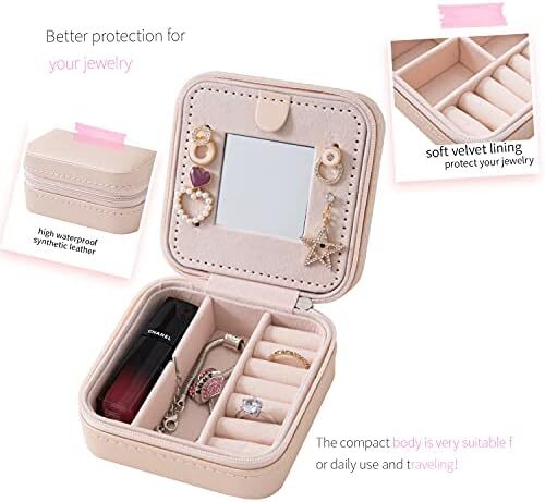 KElofoN Travel Jewelry Case and Organizer with Mirror – Gift for Women and Girls