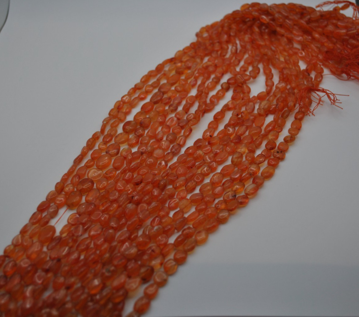 Carnelian Gemstone Strand Smooth Cut (No Clasp)