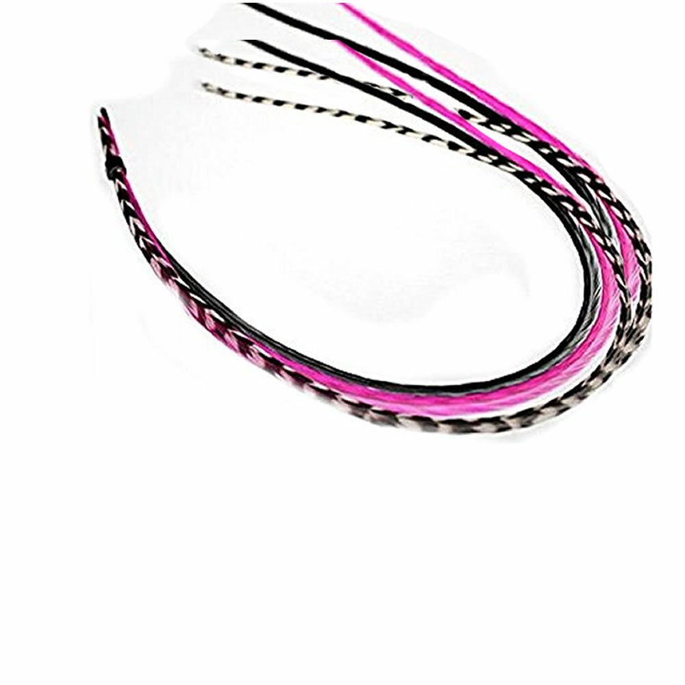 (Seven Feather) 7-10 Pink,black & Grizzly Feathers Only Salon Quality Feathers!7