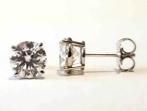 2.00 Carat Moissanite Forever Classic Stud Earrings 14K Gold (Charles&Colvard)