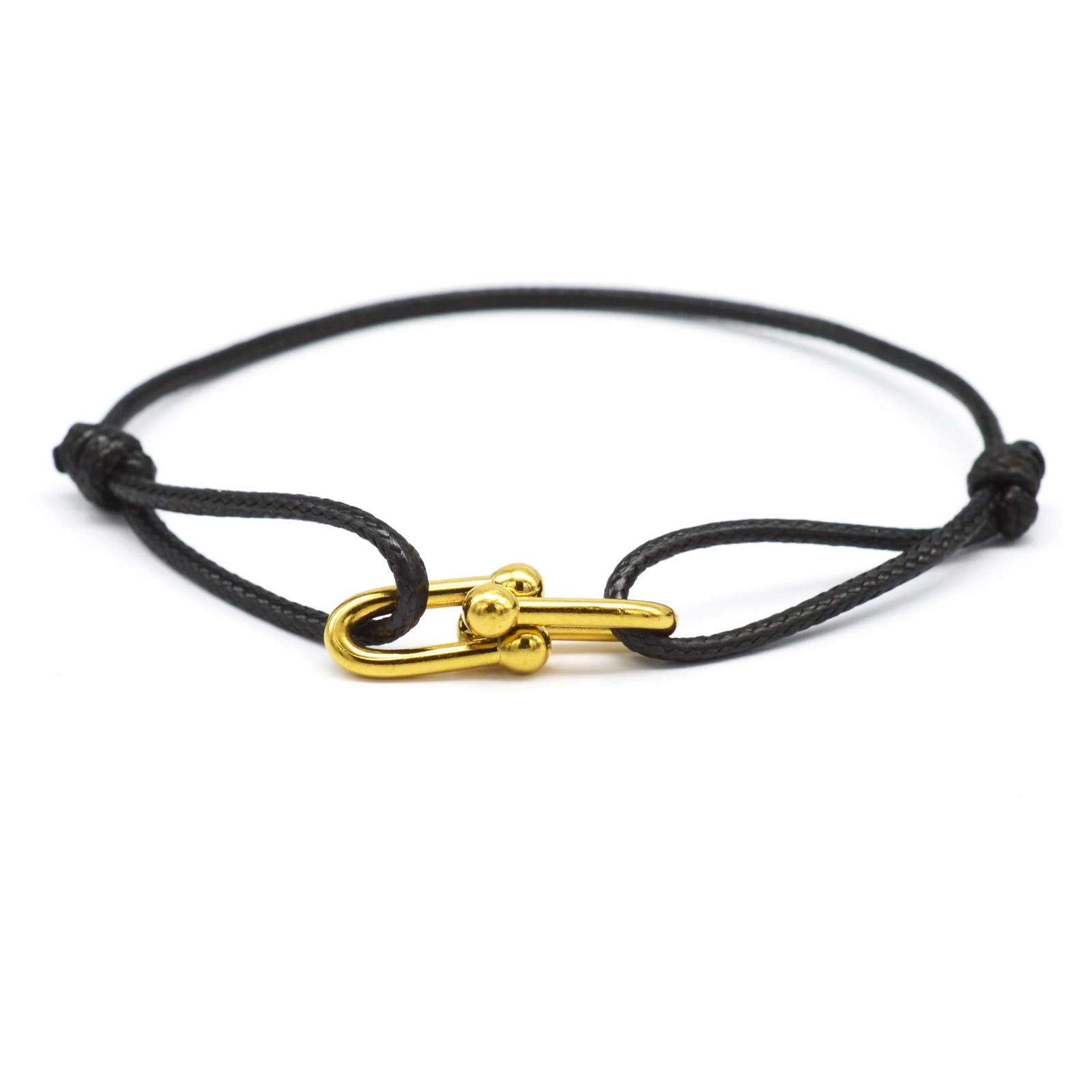Bamboo Horseshoe Buckle Bracelet Braided Ribbon Adjustable Rope Jewelry