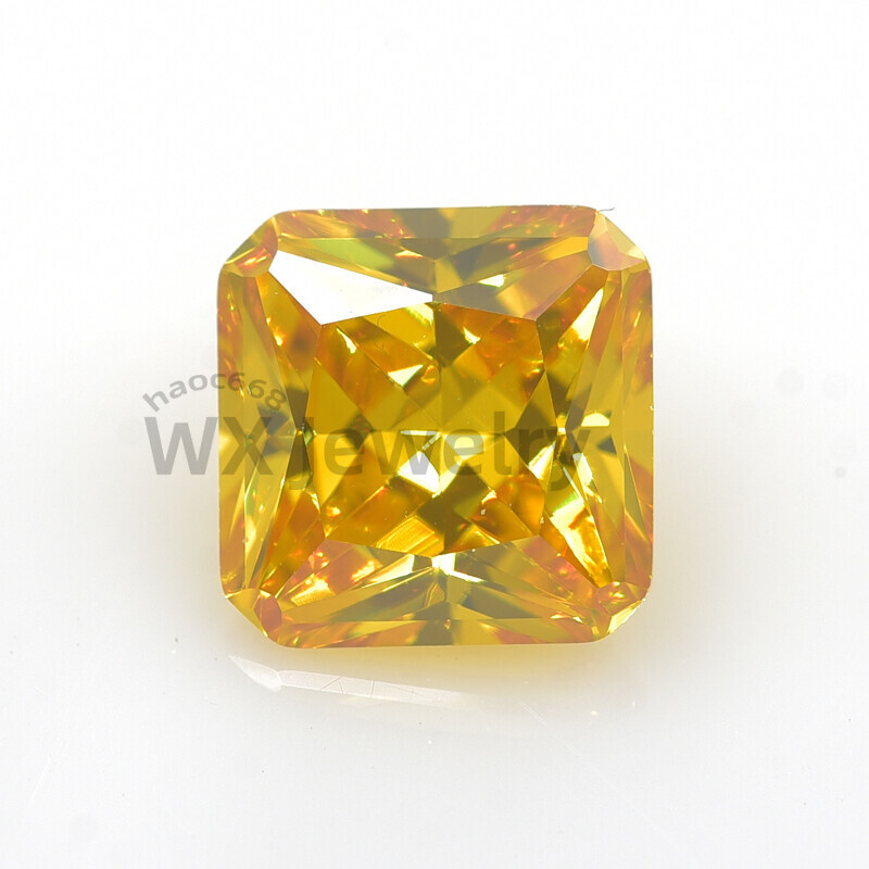 50pcs 3×3-12x12mm Golden Yellow Octangle Loose Cubic Zirconia Synthetic Gems