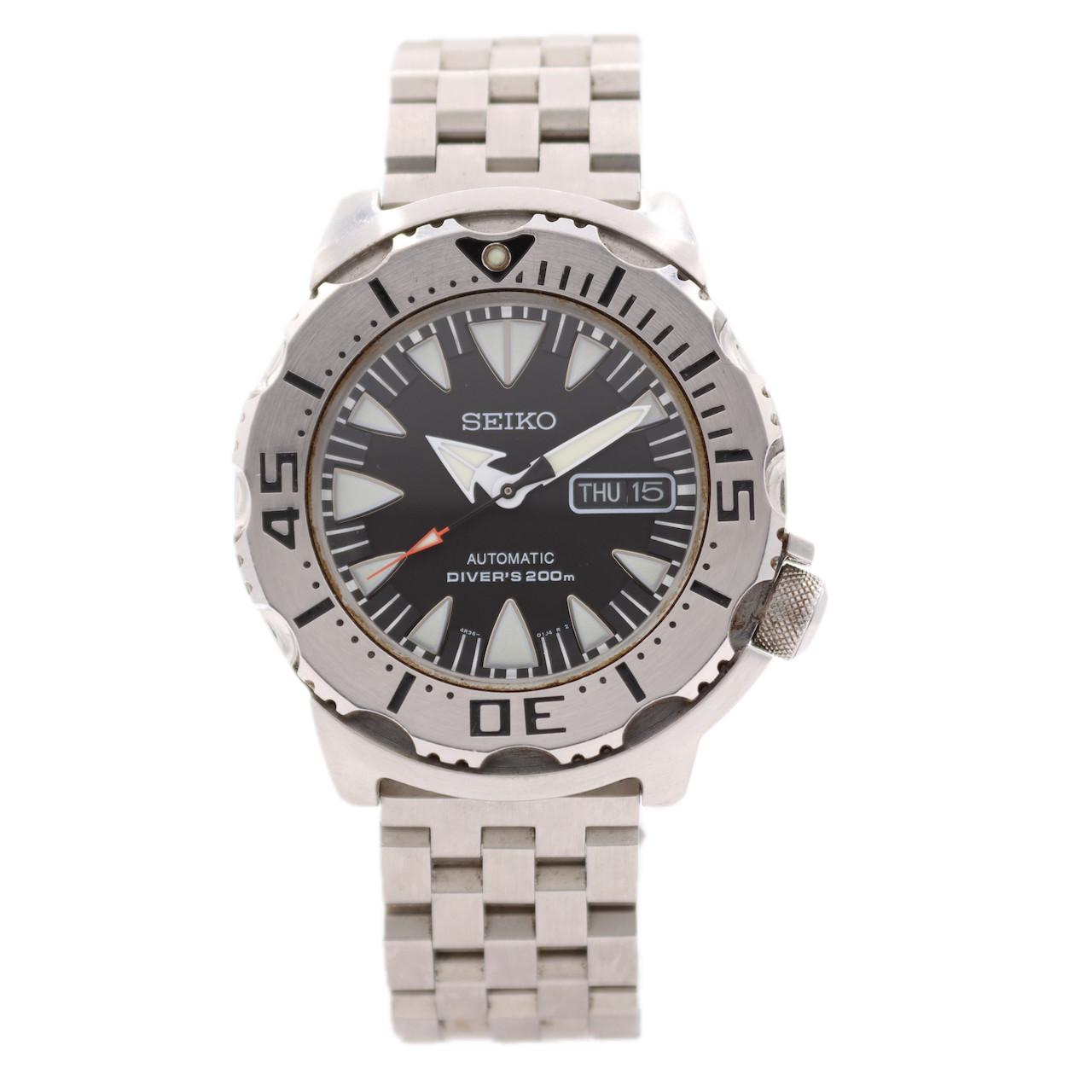 42.5mm Seiko Black “Shark Tooth” Monster SRP307K1 2nd Gen Automatic Wristwatch