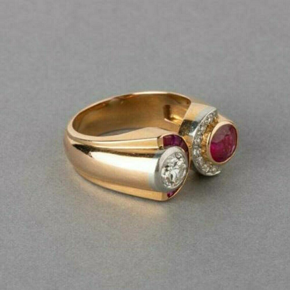 3.00 Ct Round Cut Red Ruby Simulated Diamond Engagement Ring 925 Sterling Silver
