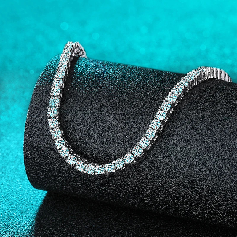 2.5-6.5Mm Full Moissanite Tennis Necklace for Women Sparkling Diamond Pendant 92