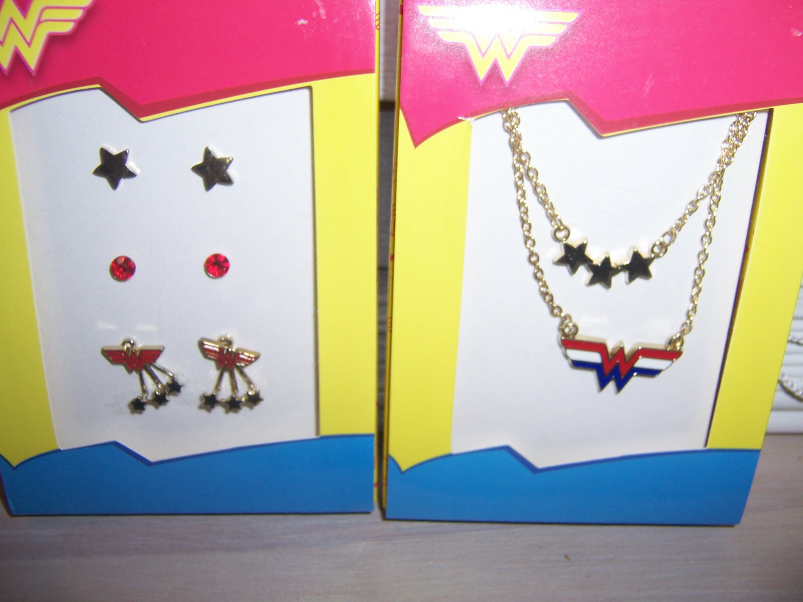 Lot Of 4 Boxes Jewelry WONDER WOMAN AS PICTURED