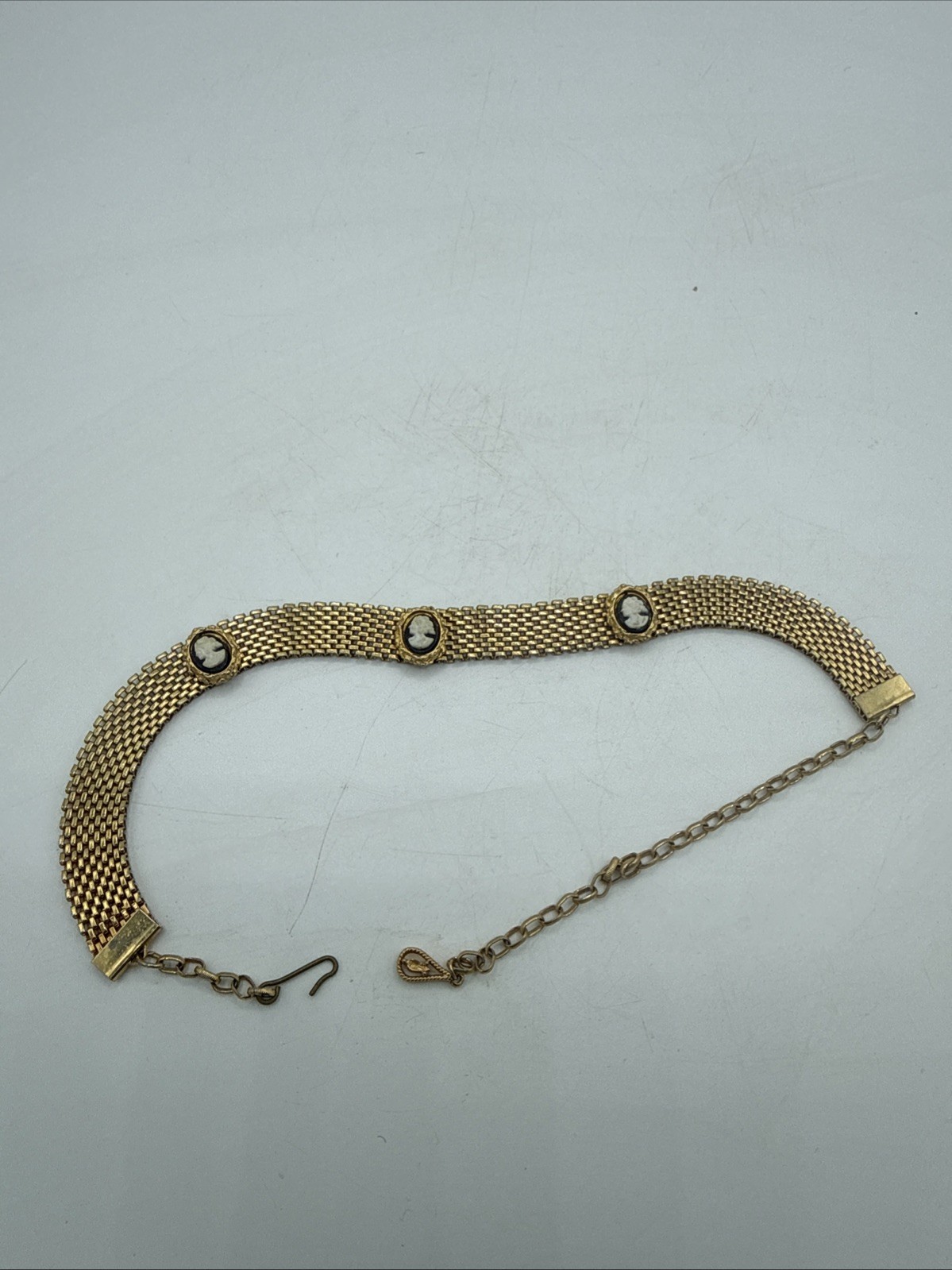 Vintage Victorian Mesh Charm Choker Necklace 16”