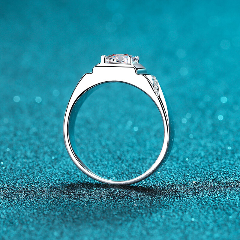 1CT 2CT VVS1 D Color Moissanite Mens Engagement Ring Band Real 925 Silver Gift