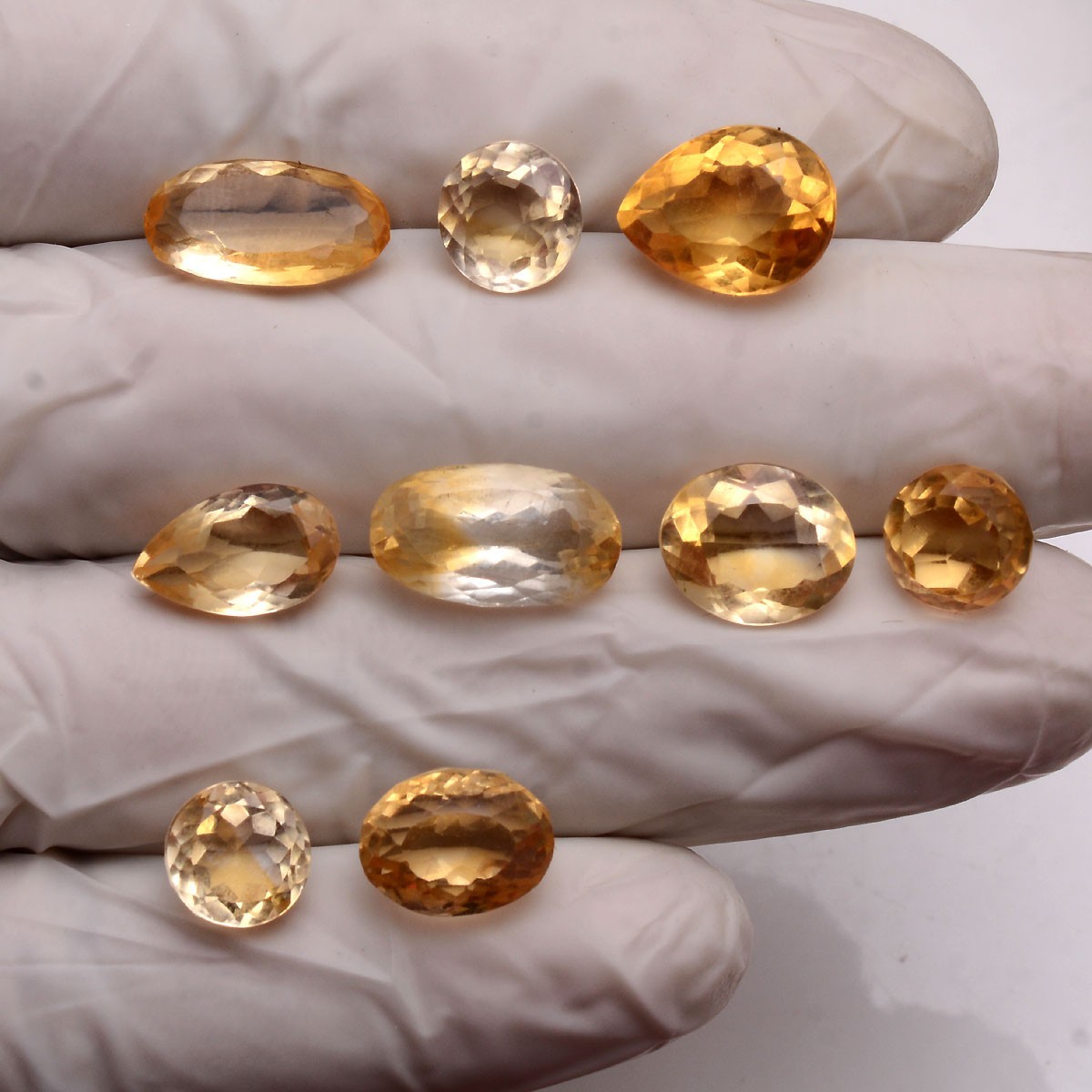 Set Of 9 Pcs Natural Golden Citrine 8mm-15mm Mix Faceted Cut Loose Gemstones Lot