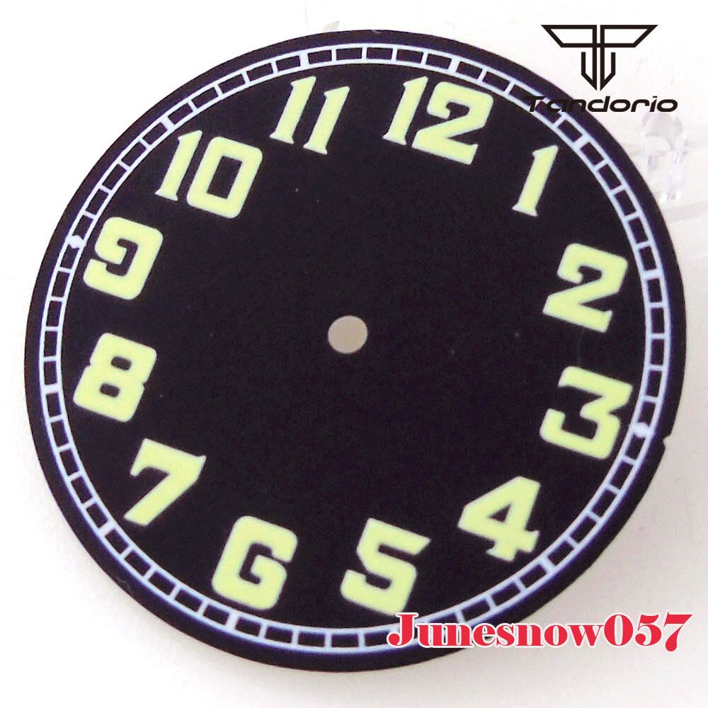 Tandorio 33.5MM Black/Yellow/White Watch Dial Fit NH35 NH36 SKX ETA2824 Movement