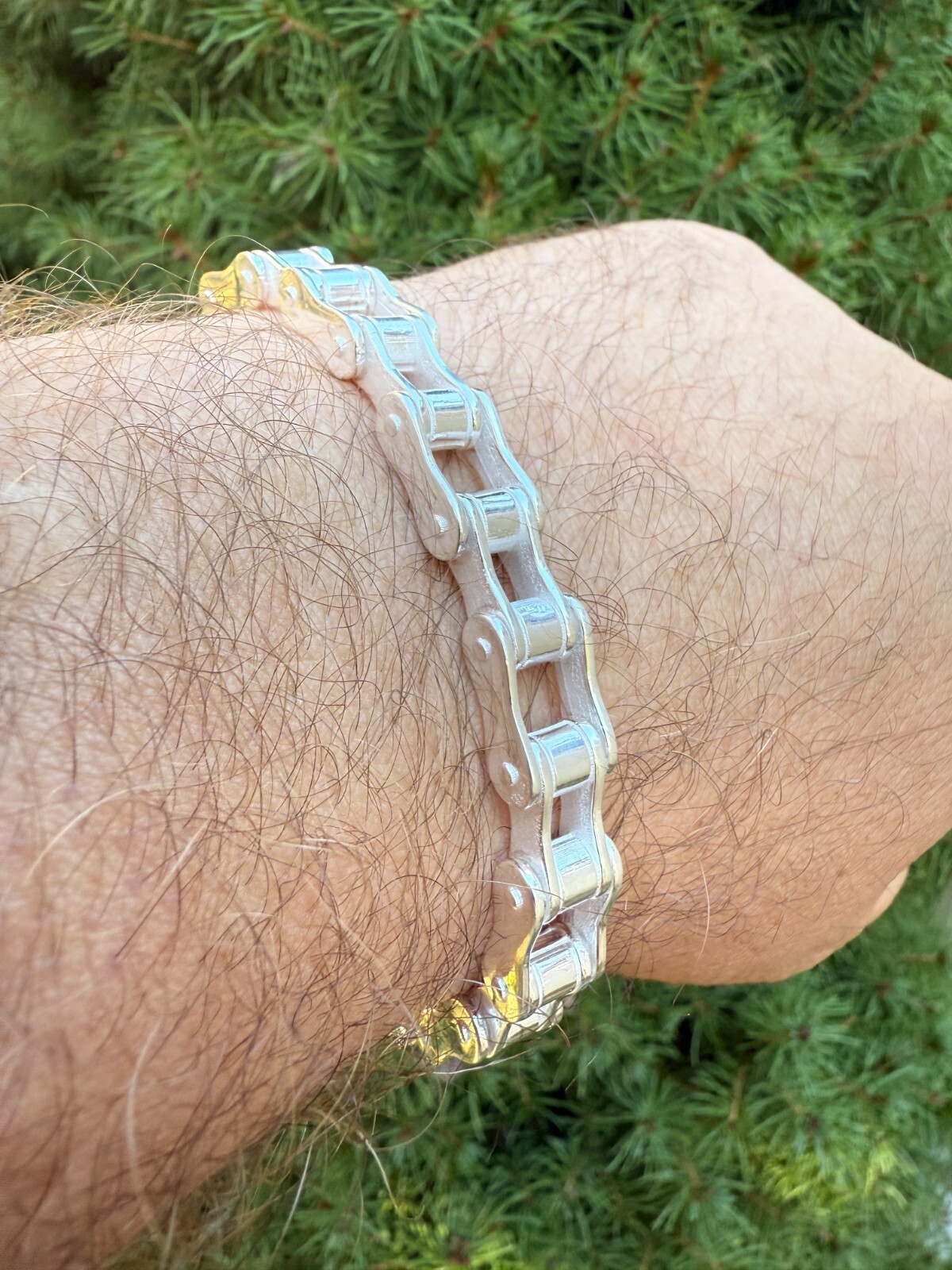 Bicycle Link Bracelet Real 925 Silver Handmade 9mm Bike Motorcycle Custom Chain