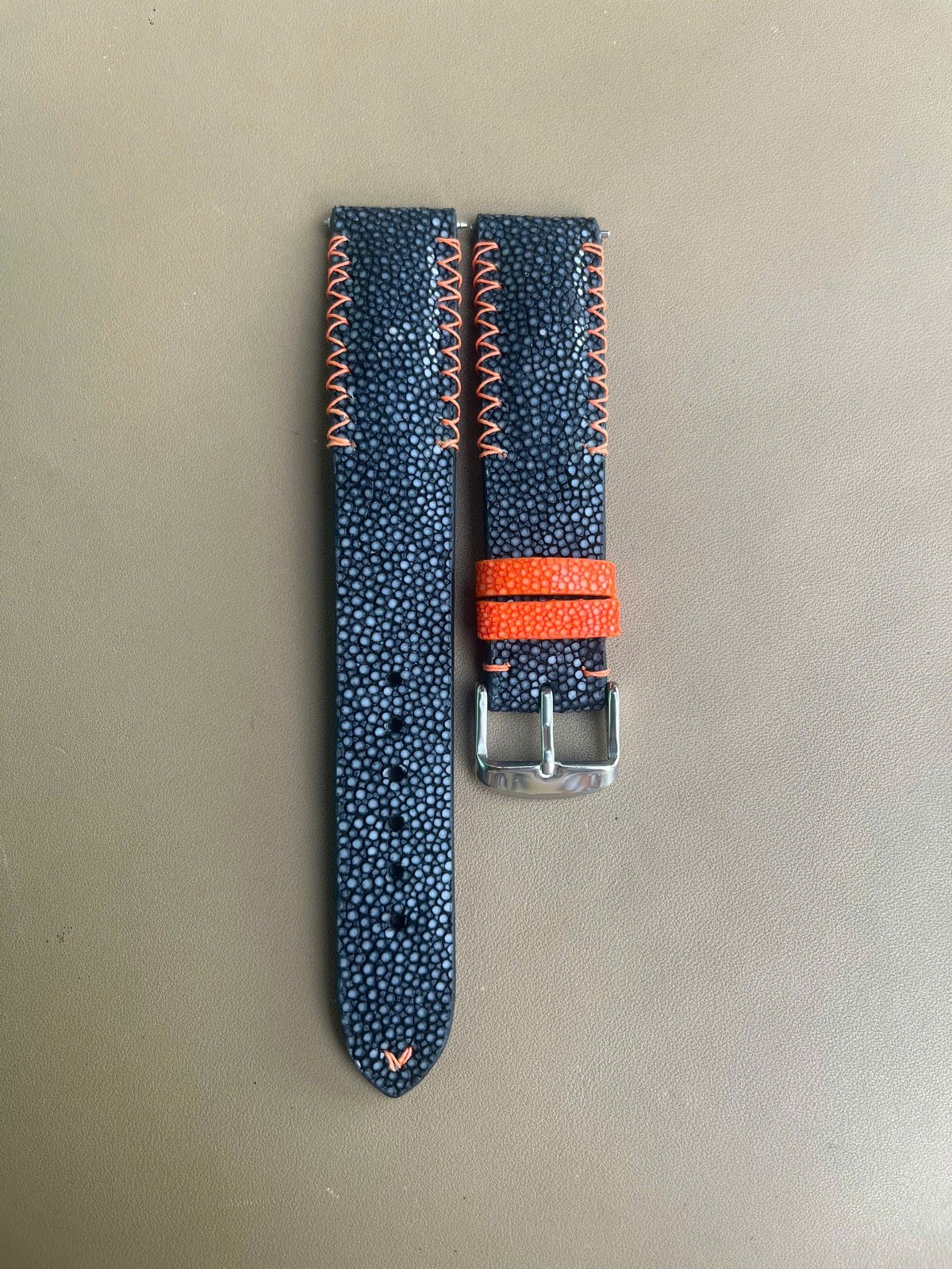 Black Stingray Leather Watch Strap Band 16 17 18 19mm 20mm 21mm 22mm 24mm 26mm