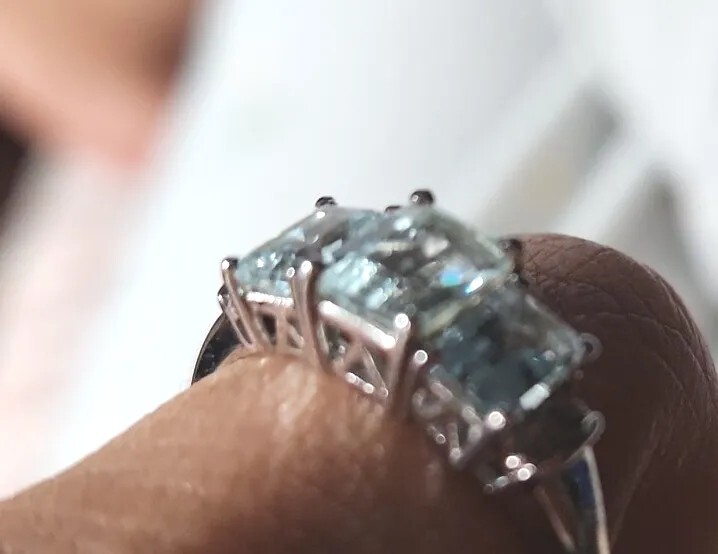 Ring Size 9 Light Blue Stone On SS 925 NWT