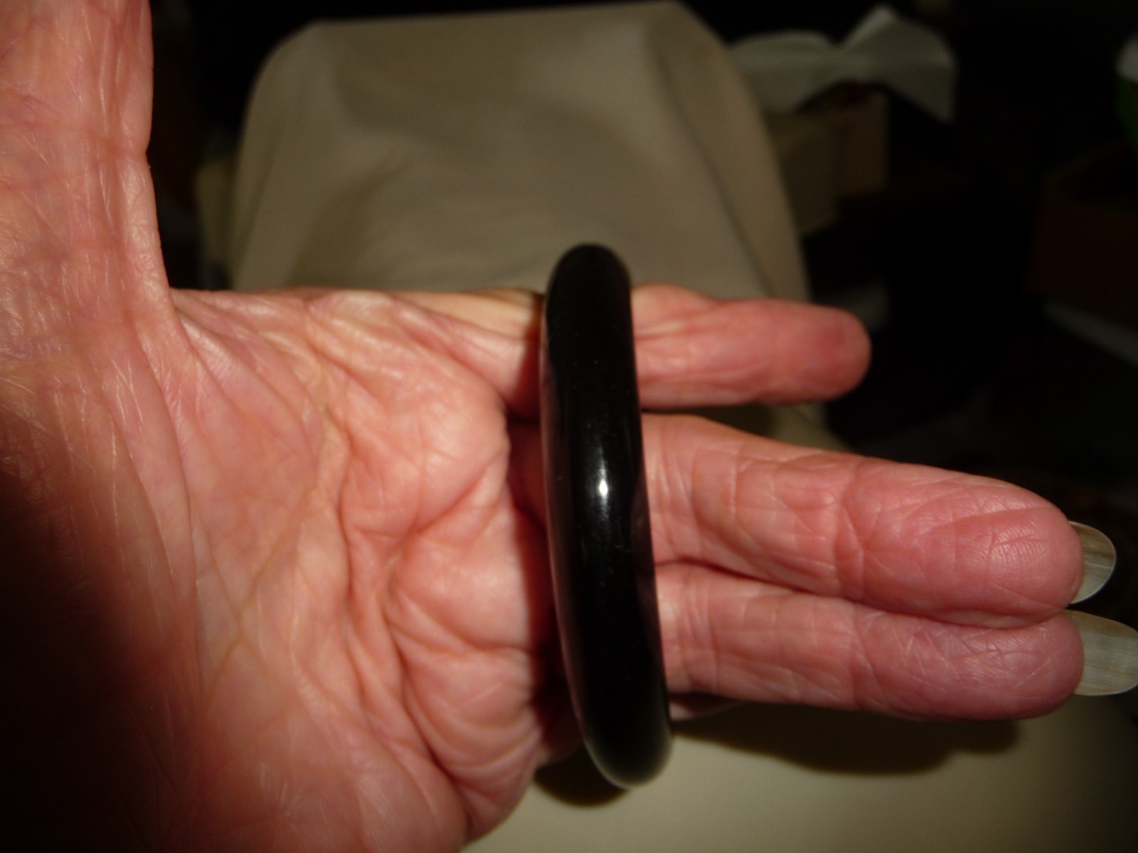 VTG BAKELITE BLACK BANGLE 1/2” W BRACELET #29/12 – C