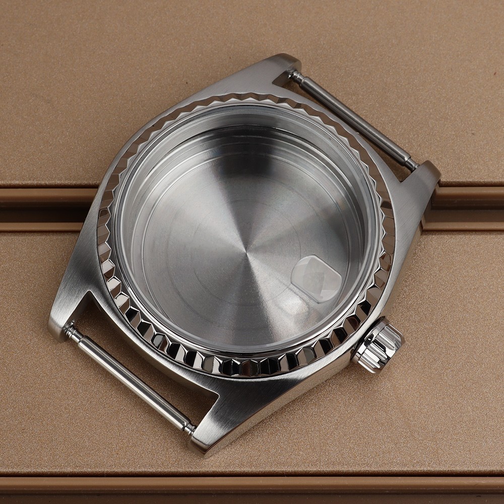 38.5mm NH34 Watch Case with Fluted Bezel Date 316L Steel For Seiko NH34 35 36 38