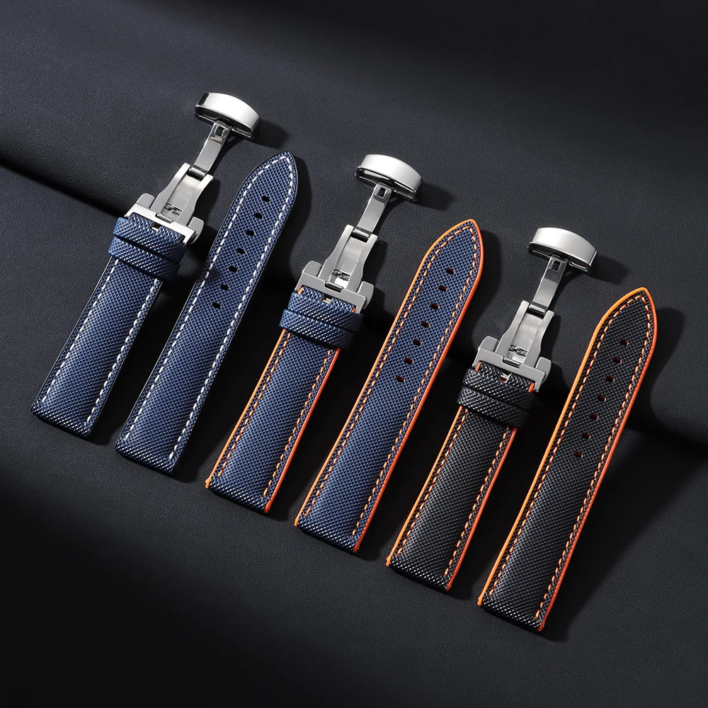 Nylon Rubber Strap 20-22mm Butterfly Buckle for IWC Tudor Seiko