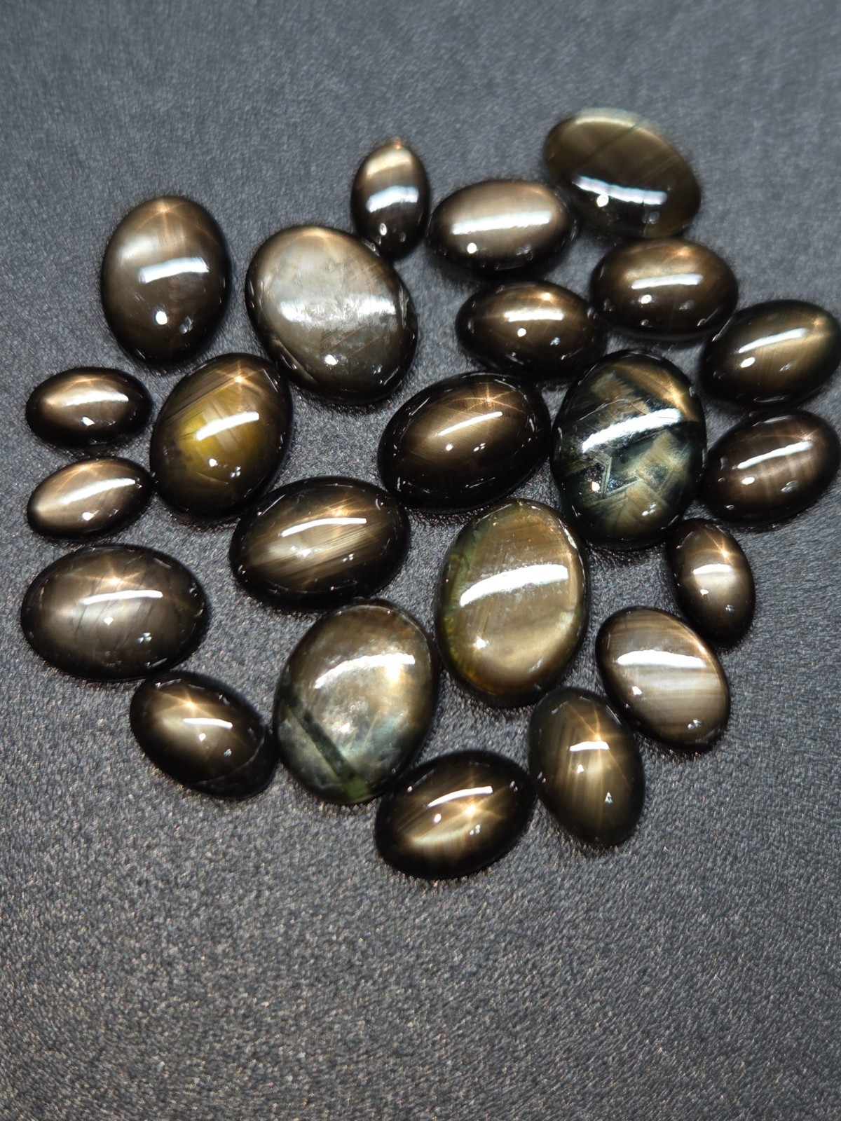 Black Star Sapphire 5x3mm,6x4mm, 7x5mm Flat Back Oval Cabochon Loose Gemstone(s)