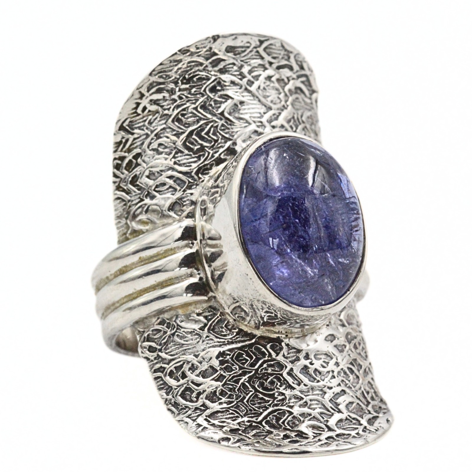 Statement Signed Sterling Silver Lavander Tourmaline Cocktail Ring Sz 7.