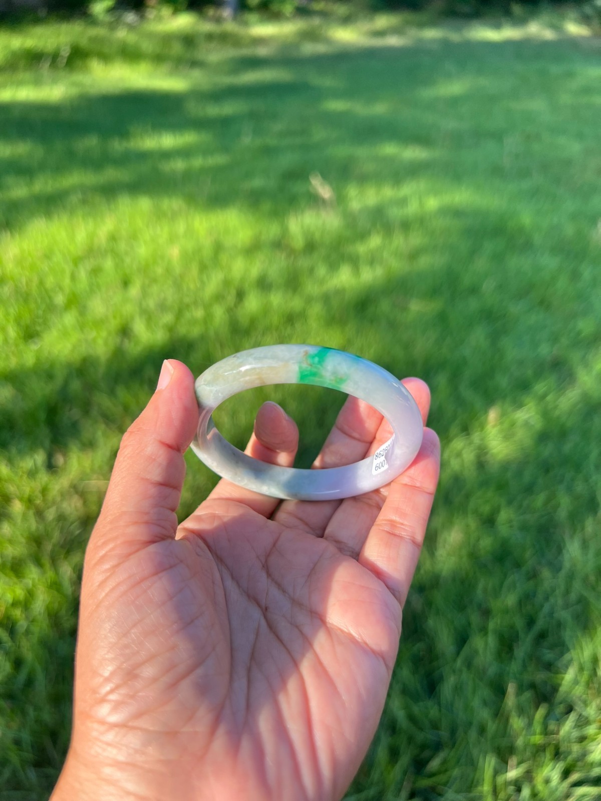 Lavender Green 100% Natural Grade A Jadeite Jade Bangle Bracelet 54mm H173