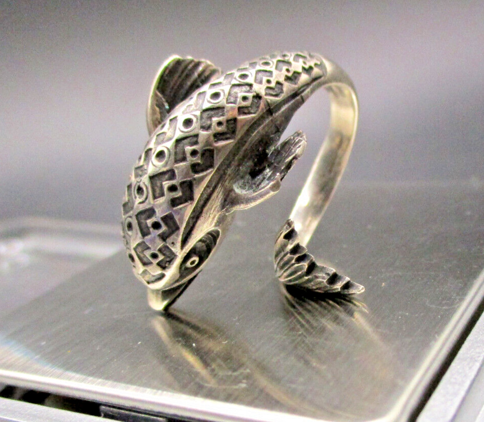 Silver Ring FISH 925 Sterling Designer Handmade Master Hallmarked RG 53
