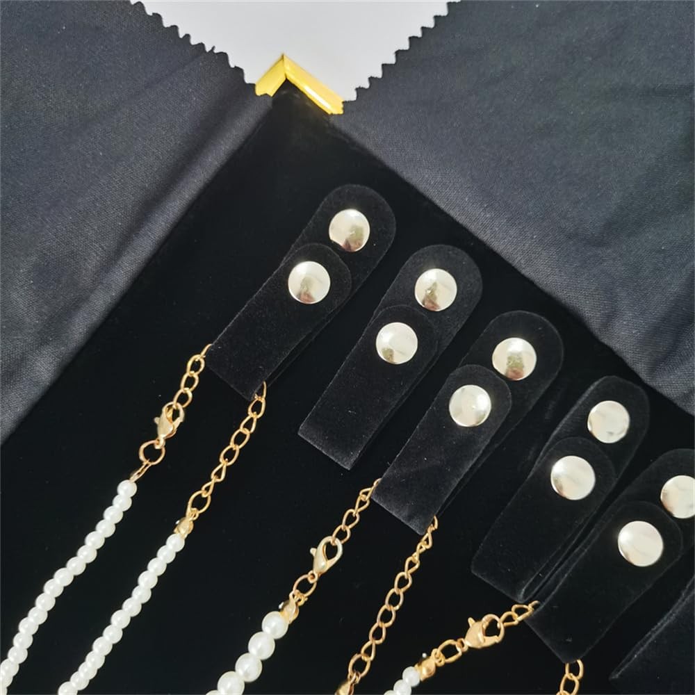 Portable Jewelry Roll Metal Coner Bag Necklace Chain Braclet Black Velvet Travel