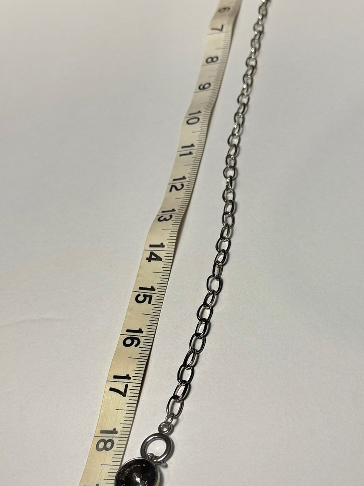Silver Chain Necklace Round Grey Stone Pendant Toggle Clasp Fashion Jewelry 18″