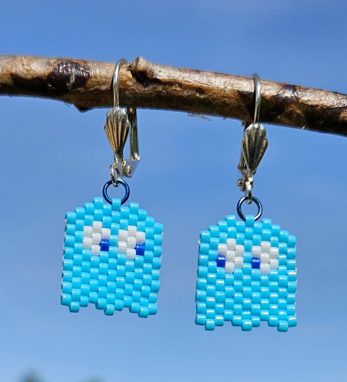 Pac-Man Blue Ghost Earrings