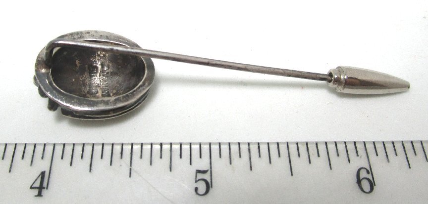 Silver Scarab Stick Pin 8.8 grams 2 1/2” There is an indistinct mark.